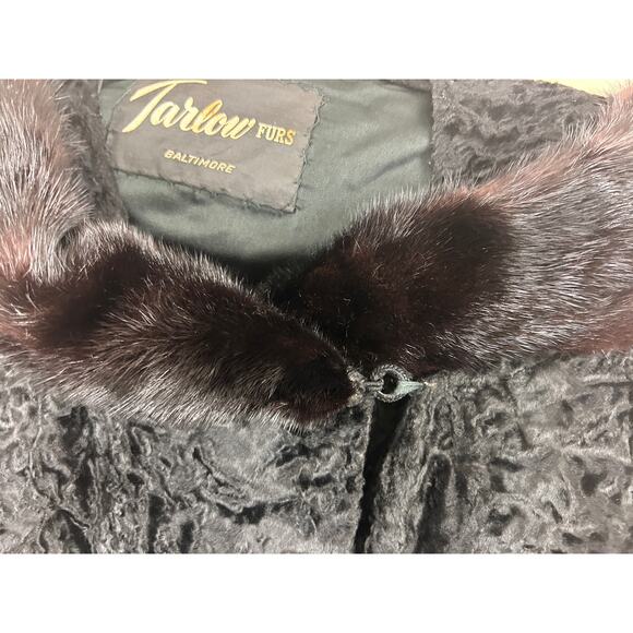Tarlow Furs Baltimore Vintage Black Fur Jacket Mink Trim Monogrammed - Picture 6 of 14